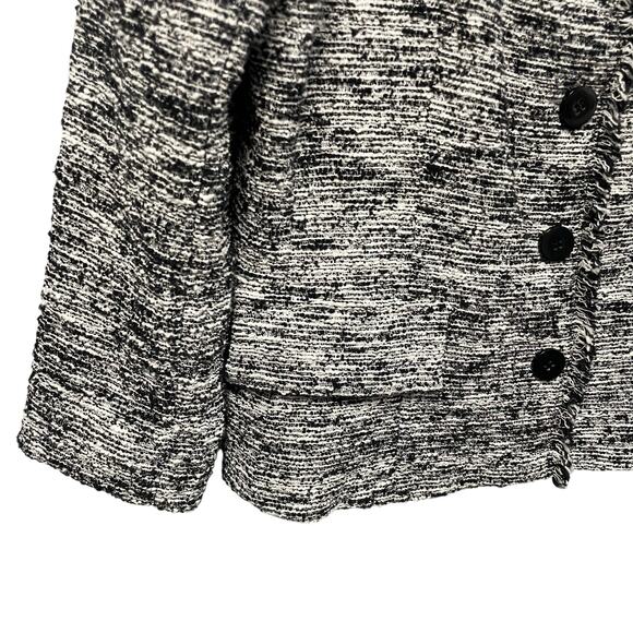 NWT Rickie Freeman Teri Jon 3/4 Sleeve Blazer Jacket Black White Tweed Size 14 - Picture 2 of 8